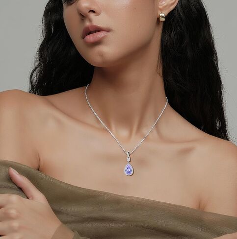 Oskani Teardrop Birthstone Necklace for Women 925 Sterling Silver 5A Cubic Zircon Pear Pendant Jewelry Anniversary Birthday Christmas Gifts for Her in Saudi Arabia