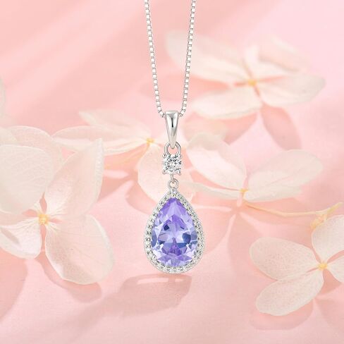 Oskani Teardrop Birthstone Necklace for Women 925 Sterling Silver 5A Cubic Zircon Pear Pendant Jewelry Anniversary Birthday Christmas Gifts for Her in Saudi Arabia