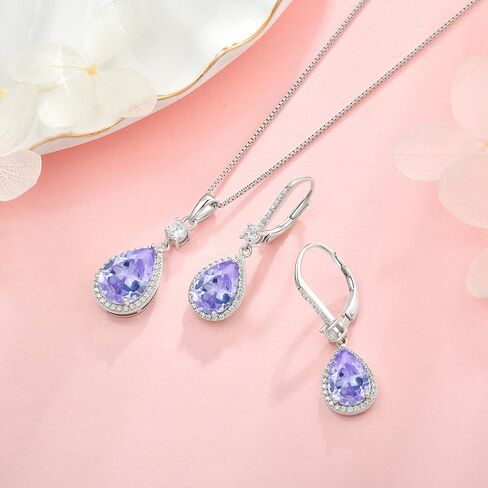 Oskani Teardrop Birthstone Necklace for Women 925 Sterling Silver 5A Cubic Zircon Pear Pendant Jewelry Anniversary Birthday Christmas Gifts for Her in Saudi Arabia