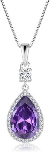 Oskani Teardrop Birthstone Necklace for Women 925 Sterling Silver 5A Cubic Zircon Pear Pendant Jewelry Anniversary Birthday Christmas Gifts for Her in Saudi Arabia