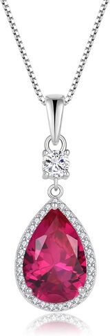 Oskani Teardrop Birthstone Necklace for Women 925 Sterling Silver 5A Cubic Zircon Pear Pendant Jewelry Anniversary Birthday Christmas Gifts for Her in Saudi Arabia