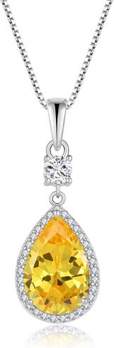 Oskani Teardrop Birthstone Necklace for Women 925 Sterling Silver 5A Cubic Zircon Pear Pendant Jewelry Anniversary Birthday Christmas Gifts for Her in Saudi Arabia