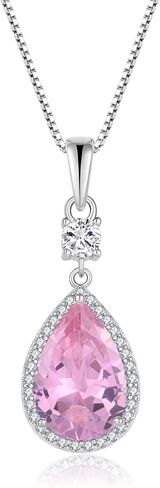 Oskani Teardrop Birthstone Necklace for Women 925 Sterling Silver 5A Cubic Zircon Pear Pendant Jewelry Anniversary Birthday Christmas Gifts for Her in Saudi Arabia
