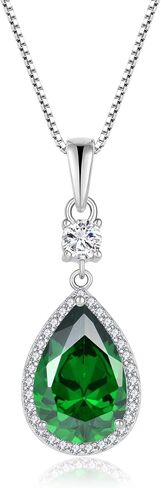 Oskani Teardrop Birthstone Necklace for Women 925 Sterling Silver 5A Cubic Zircon Pear Pendant Jewelry Anniversary Birthday Christmas Gifts for Her in Saudi Arabia