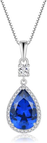 Oskani Teardrop Birthstone Necklace for Women 925 Sterling Silver 5A Cubic Zircon Pear Pendant Jewelry Anniversary Birthday Christmas Gifts for Her in Saudi Arabia