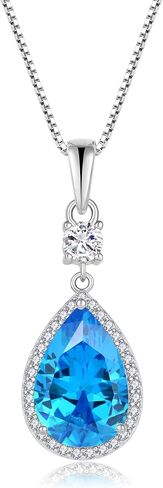 Oskani Teardrop Birthstone Necklace for Women 925 Sterling Silver 5A Cubic Zircon Pear Pendant Jewelry Anniversary Birthday Christmas Gifts for Her in Saudi Arabia