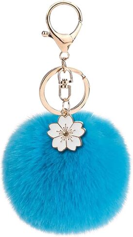 Takyitong Cute Pom Pom Fluffy Keychains, Faux Rabbit Fur Soft Plush Puff Ball Keychain Accessories for Women Girls in Saudi Arabia