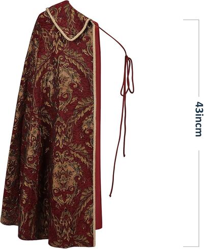أزياء Cosearlm Tudor Cape في العصور الوسطى وعصر النهضة للرجال زي نوبل تيودور كينج عباءة نصف الكتف in Kuwait