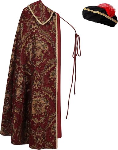 أزياء Cosearlm Tudor Cape في العصور الوسطى وعصر النهضة للرجال زي نوبل تيودور كينج عباءة نصف الكتف in Kuwait