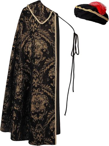 أزياء Cosearlm Tudor Cape في العصور الوسطى وعصر النهضة للرجال زي نوبل تيودور كينج عباءة نصف الكتف in Kuwait