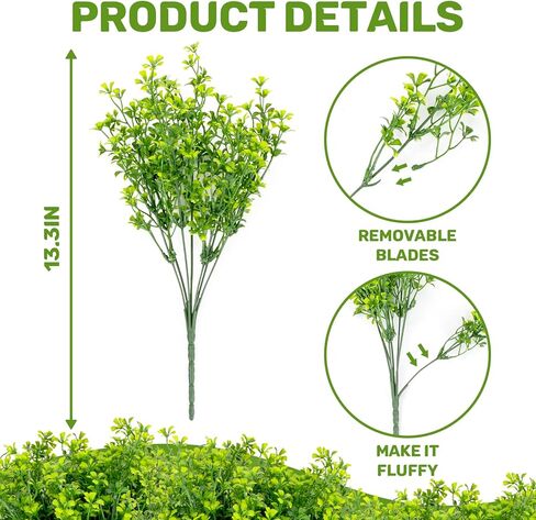 4PCS Small Fake Plants Decor - RAINFLOW Artificial Plants Indoor Outdoor Decor Artificial Grass Greenery Stems for Office Decor Wedding Decorations Centerpiece Table Decorations House Plants 13.3IN in Saudi Arabia