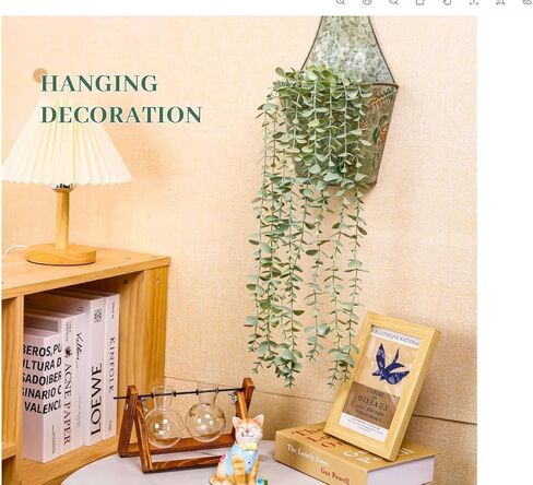 Fake Plants Hanging Artificial Potted Faux Eucalyptus Plants for Vintage Boho Farmhouse Bathroom Office Desk Wall Book Shelf Room Accessories Decor Indoor in Saudi Arabia