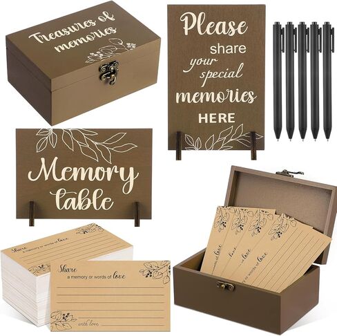 Gilprop 112 Pcs Celebration of Life Memory Cards Set Share a Memory Cards with Box 2 Wood Sign with 4 Hold and 5 Pens, Sympathy Memorial Gifts Funeral Keepsake Decorations(Cardinal) in Saudi Arabia