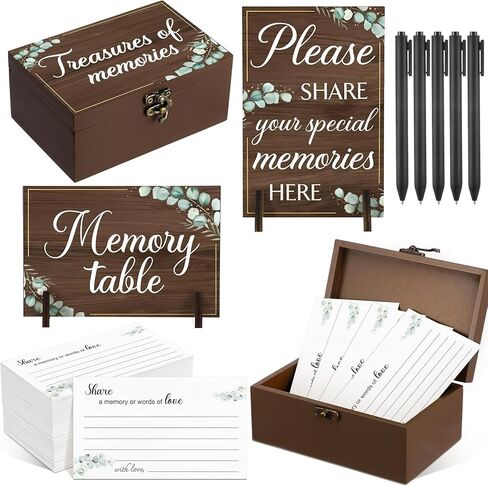 Gilprop 112 Pcs Celebration of Life Memory Cards Set Share a Memory Cards with Box 2 Wood Sign with 4 Hold and 5 Pens, Sympathy Memorial Gifts Funeral Keepsake Decorations(Cardinal) in Saudi Arabia