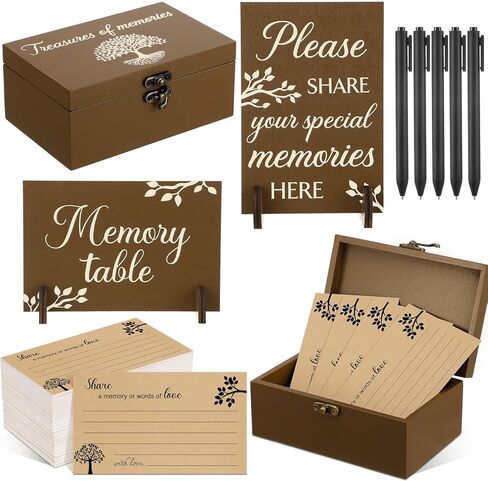 Gilprop 112 Pcs Celebration of Life Memory Cards Set Share a Memory Cards with Box 2 Wood Sign with 4 Hold and 5 Pens, Sympathy Memorial Gifts Funeral Keepsake Decorations(Cardinal) in Saudi Arabia