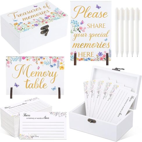 Gilprop 112 Pcs Celebration of Life Memory Cards Set Share a Memory Cards with Box 2 Wood Sign with 4 Hold and 5 Pens, Sympathy Memorial Gifts Funeral Keepsake Decorations(Cardinal) in Saudi Arabia