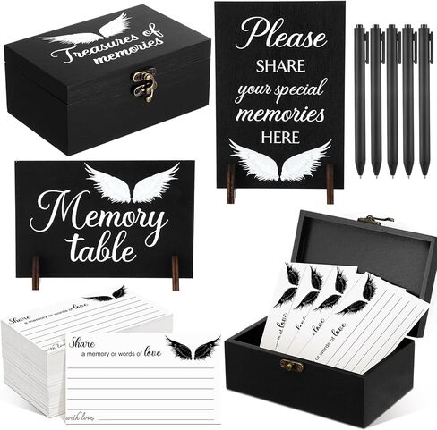 Gilprop 112 Pcs Celebration of Life Memory Cards Set Share a Memory Cards with Box 2 Wood Sign with 4 Hold and 5 Pens, Sympathy Memorial Gifts Funeral Keepsake Decorations(Cardinal) in Saudi Arabia