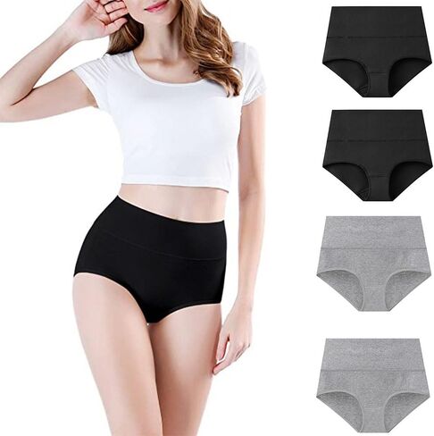 Women's Cotton Underwear High Waisted Ladies Panties Full Coverage Briefs 4 Pack in Saudi Arabia