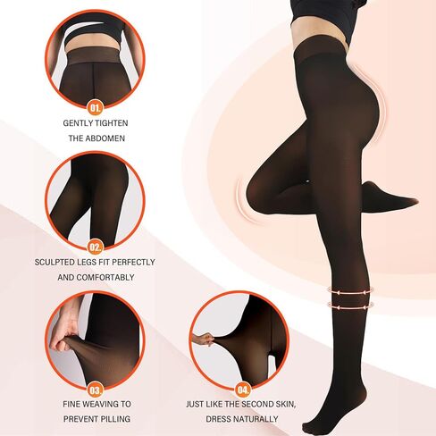 Fleece Lined Tights Women, Thick Warm Sheer Tights for Women, Fake Translucent Winter Pantyhose Thermal Leggings in Saudi Arabia