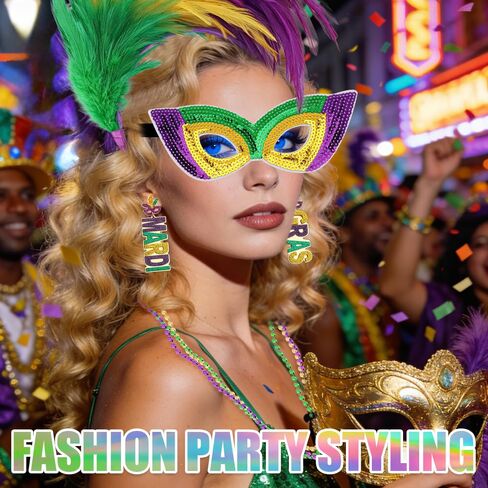 srotmirw 7 قطع ماردي غرا زي ملحق الزي مجموعة، ماردي غرا ريشة عقال غطاء الرأس الترتر قطع زينة الخرز القلائد الملحقات للنساء كرنفال عيد الهالوين صالح الطرف in Kuwait