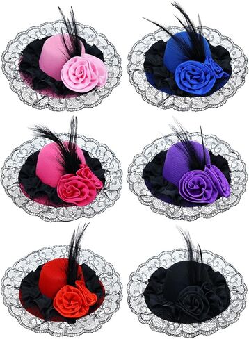 inSowni 6 Pieces Feather Mini Fascinator Hats in Saudi Arabia