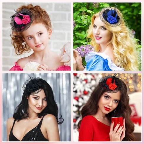 inSowni 6 Pieces Feather Mini Fascinator Hats in Saudi Arabia