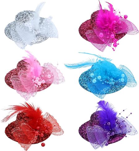 inSowni 6 Pieces Feather Mini Fascinator Hats in Saudi Arabia