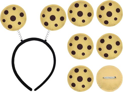 Deufelix 7Pcs Chocolate Costume Accessory Set Women Headband Headwear Chip Cookie Pins Halloween Monster Hair Birthday Party in Saudi Arabia
