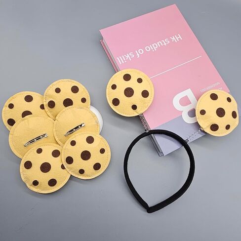 Deufelix 7Pcs Chocolate Costume Accessory Set Women Headband Headwear Chip Cookie Pins Halloween Monster Hair Birthday Party in Saudi Arabia