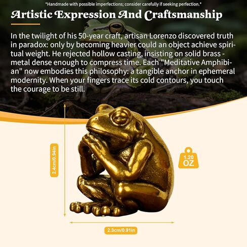 100% Solid Brass Meditating Frog Statue - Retro Desktop Decor Collectible Figurines for Oddities and Curiosities Unique Desk Ornament and Home Decor Art Piece Vintage Crafts for Office or Living Space in Saudi Arabia