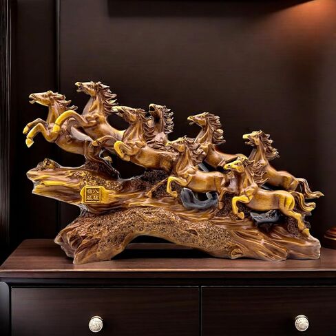 SHTWX 13.7 Inch Chinese Feng Shui Running Horses Statue Sculpture Frgurines Good Lucky Gift for FengShui Lover Desktop Display Decorative Decoration in Saudi Arabia