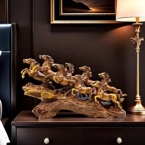 SHTWX 13.7 Inch Chinese Feng Shui Running Horses Statue Sculpture Frgurines Good Lucky Gift for FengShui Lover Desktop Display Decorative Decoration in Saudi Arabia