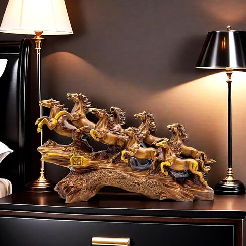 SHTWX 13.7 Inch Chinese Feng Shui Running Horses Statue Sculpture Frgurines Good Lucky Gift for FengShui Lover Desktop Display Decorative Decoration in Saudi Arabia