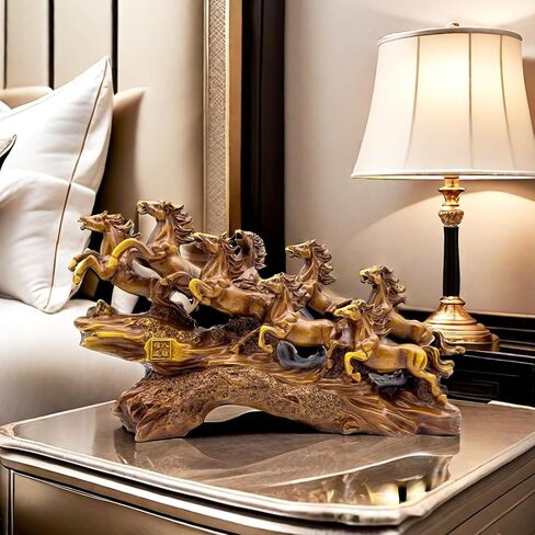 SHTWX 13.7 Inch Chinese Feng Shui Running Horses Statue Sculpture Frgurines Good Lucky Gift for FengShui Lover Desktop Display Decorative Decoration in Saudi Arabia