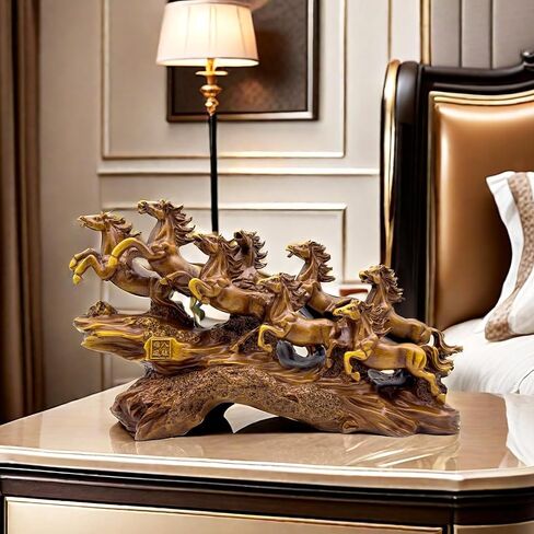 SHTWX 13.7 Inch Chinese Feng Shui Running Horses Statue Sculpture Frgurines Good Lucky Gift for FengShui Lover Desktop Display Decorative Decoration in Saudi Arabia