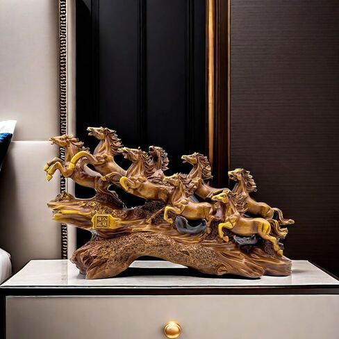 SHTWX 13.7 Inch Chinese Feng Shui Running Horses Statue Sculpture Frgurines Good Lucky Gift for FengShui Lover Desktop Display Decorative Decoration in Saudi Arabia