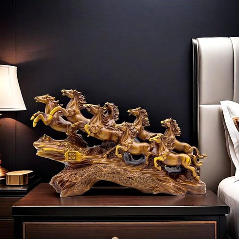 SHTWX 13.7 Inch Chinese Feng Shui Running Horses Statue Sculpture Frgurines Good Lucky Gift for FengShui Lover Desktop Display Decorative Decoration in Saudi Arabia