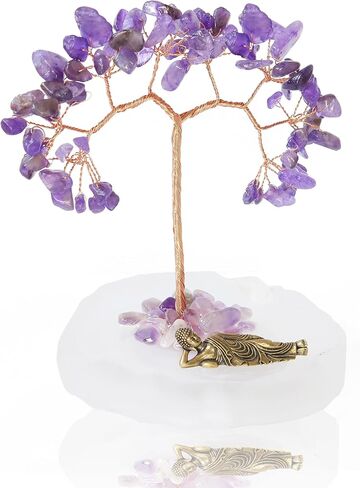 AMEQUOISE Crystal Tree of Life with Mini Buddha, Natural Healing Crystal Tree Gifts for Women, Indoor Décor for Positive Energy, Good Luck, Zen, Home & Office Desk, Yoga & Mediation in Saudi Arabia