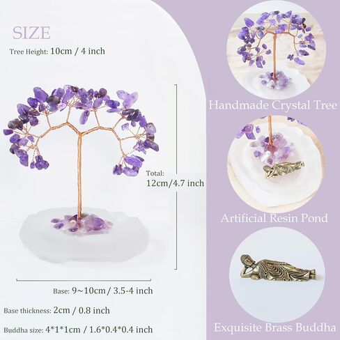 AMEQUOISE Crystal Tree of Life with Mini Buddha, Natural Healing Crystal Tree Gifts for Women, Indoor Décor for Positive Energy, Good Luck, Zen, Home & Office Desk, Yoga & Mediation in Saudi Arabia