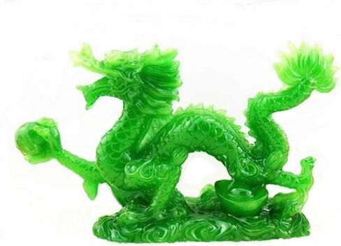 DMtse Chinese Feng Shui Dragon Lucky Jade Color Figurine Statue for Luck & Success 4 inch Long in Saudi Arabia