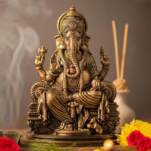 SILAII Lord Ganesha Divine Sculpture - 6 Inches, Handmade Home Decor Idol for Spiritual and Gifting Purposes in Saudi Arabia