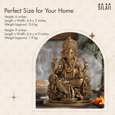 SILAII Lord Ganesha Divine Sculpture - 6 Inches, Handmade Home Decor Idol for Spiritual and Gifting Purposes in Saudi Arabia