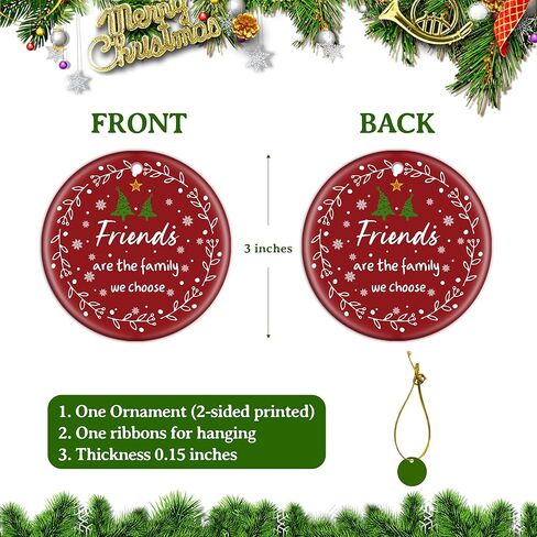 Friend Christmas Ornaments Gifts for Women Men - 3" Ceramic Christmas Tree Friendship Ornaments for Best Friends Coworkers Bestie Sister - Good Friends Birthday Gifts Ideas Xmas Decorations in Saudi Arabia