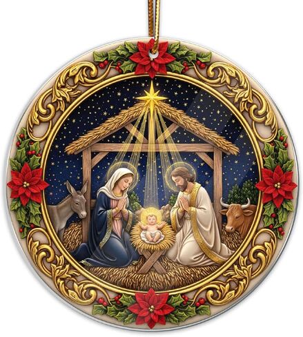 Nativity Scene Ornament, Angel Christmas Ornaments 2025, Nativity Christmas Ornament, Religious for Tree Home Christian Faith Gift for Family, Friends, and Church Members in Saudi Arabia