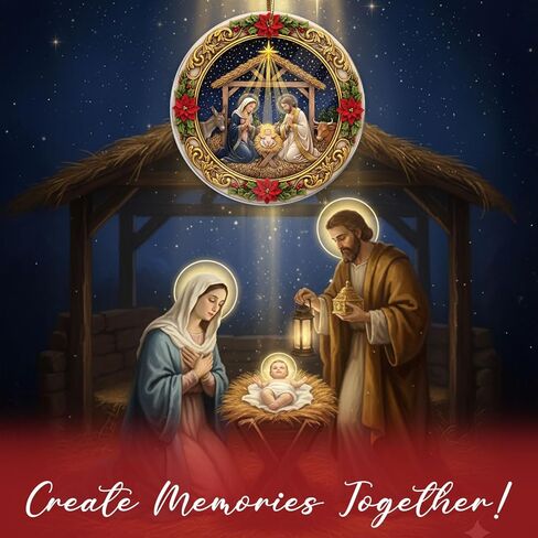 Nativity Scene Ornament, Angel Christmas Ornaments 2025, Nativity Christmas Ornament, Religious for Tree Home Christian Faith Gift for Family, Friends, and Church Members in Saudi Arabia