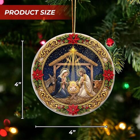 Nativity Scene Ornament, Angel Christmas Ornaments 2025, Nativity Christmas Ornament, Religious for Tree Home Christian Faith Gift for Family, Friends, and Church Members in Saudi Arabia