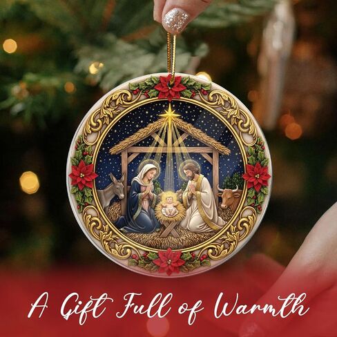 Nativity Scene Ornament, Angel Christmas Ornaments 2025, Nativity Christmas Ornament, Religious for Tree Home Christian Faith Gift for Family, Friends, and Church Members in Saudi Arabia