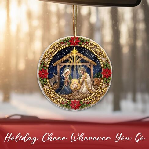 Nativity Scene Ornament, Angel Christmas Ornaments 2025, Nativity Christmas Ornament, Religious for Tree Home Christian Faith Gift for Family, Friends, and Church Members in Saudi Arabia