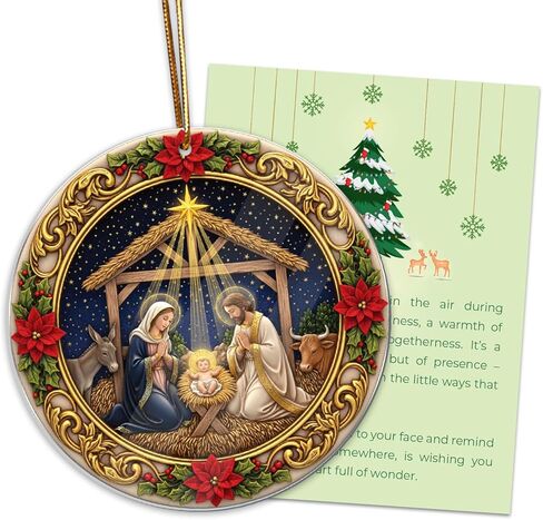 Nativity Scene Ornament, Angel Christmas Ornaments 2025, Nativity Christmas Ornament, Religious for Tree Home Christian Faith Gift for Family, Friends, and Church Members in Saudi Arabia