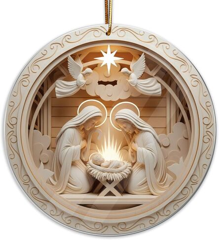 Nativity Scene Ornament, Angel Christmas Ornaments 2025, Nativity Christmas Ornament, Religious for Tree Home Christian Faith Gift for Family, Friends, and Church Members in Saudi Arabia